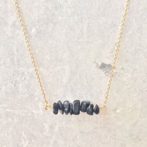 Onyx Bar Necklace on Gold